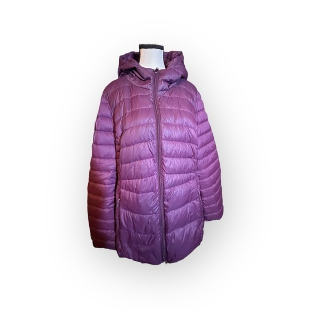 Women’s 2X Plum Vegan Down Lightweight Packable Puffer Jacket & Bag 18 20